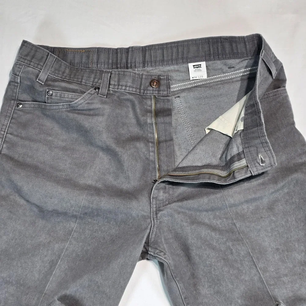Vintage‎ Levis Action Slacks Mens 38x29 Gray Twill Orange Tab Trousers 0501-0873